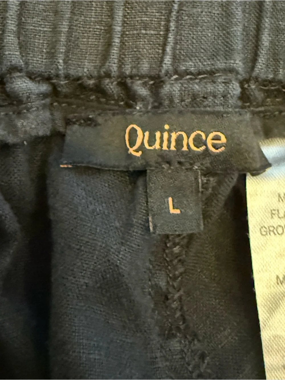 Quince Pull Up Linen Drawstring Wide Leg Pants L Black Comfy Casual Breathable